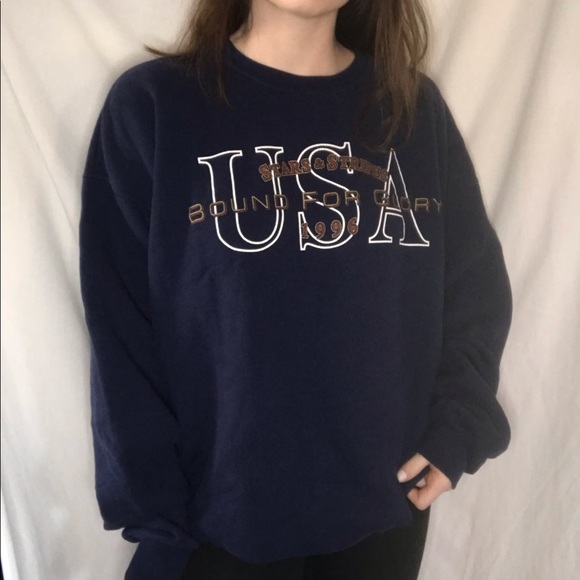 Van Heusen blue USA logo crewneck size: xl - Picture 1 of 7